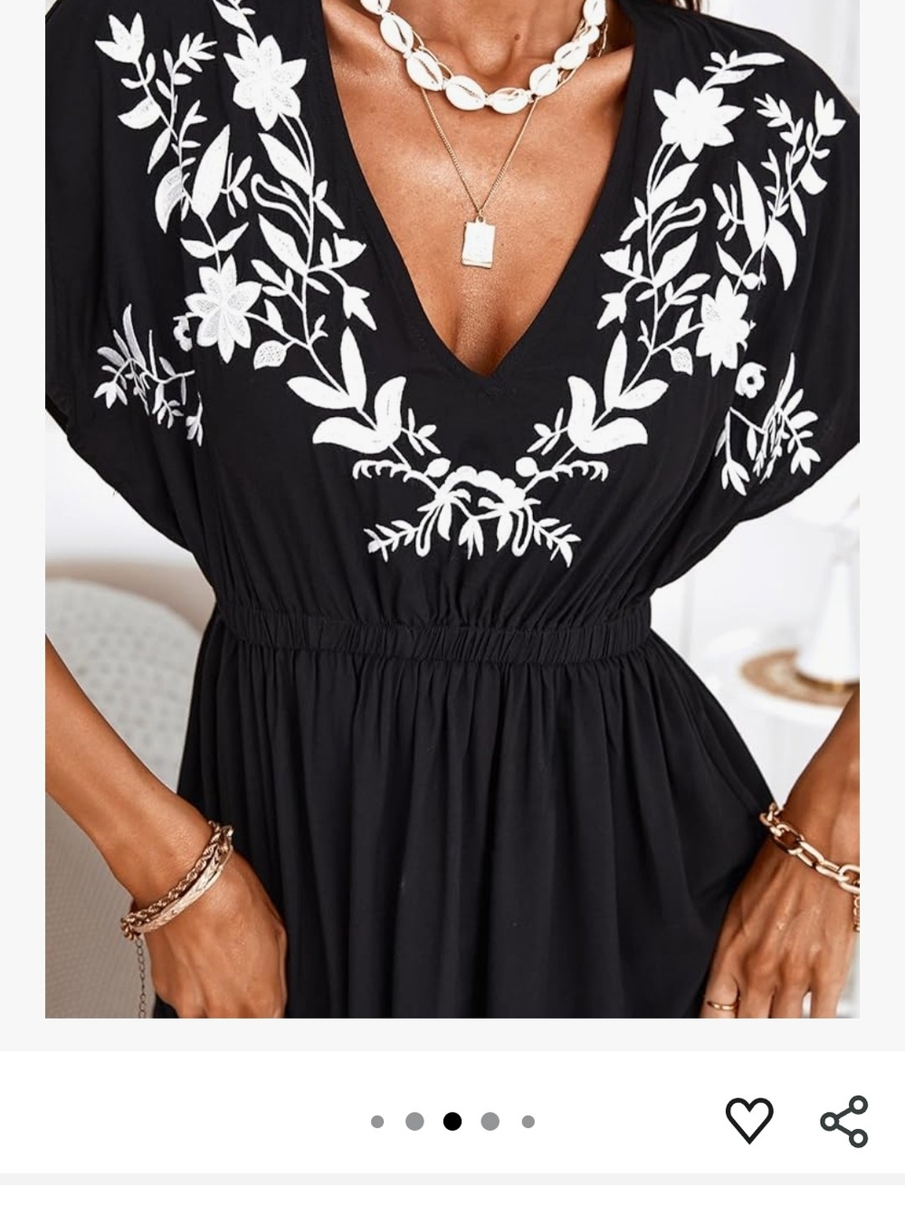 CUPSHE "Zola" Boho Floral Embroidered Mini Dress / Or Cover-Up Size M EUC - Picture 4 of 6